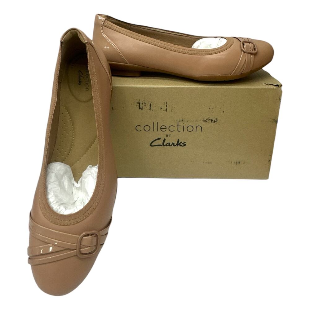 Clarks Ballet Flats Sara Tulip Leather Slip On Flats Women s 7.5 Tan Praline